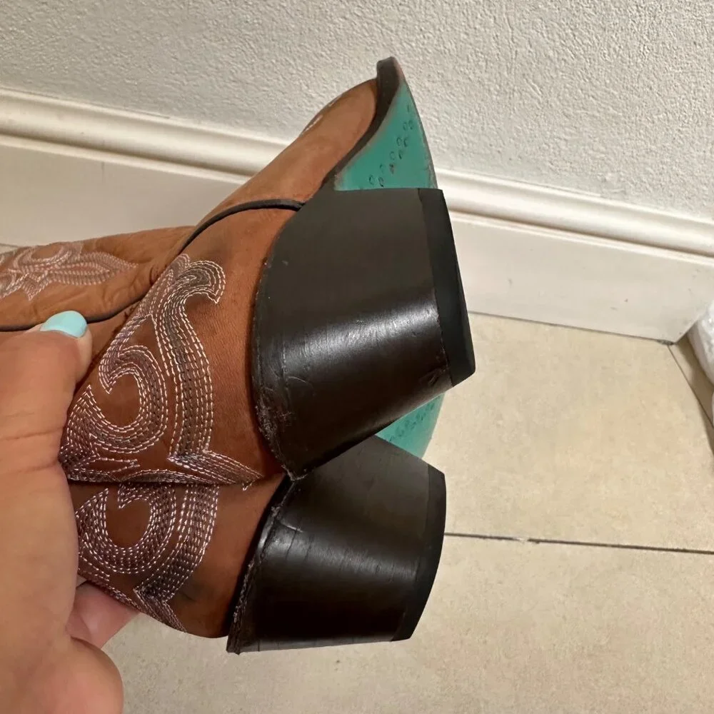 Lane by Anna Harris Brown Rodeo Cowgirl Leather Boots Size 7 - Picture 13 of 14